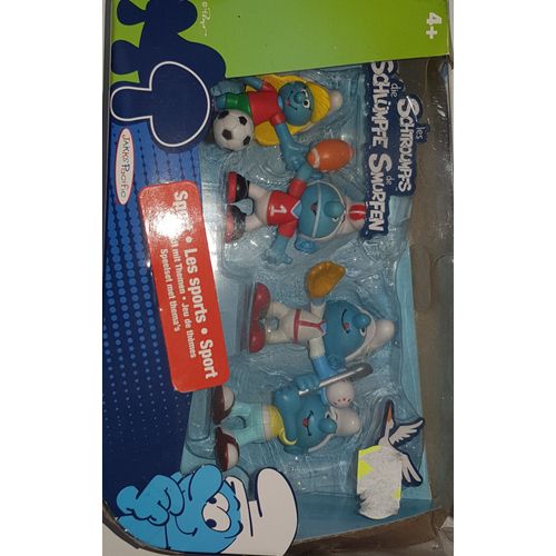 Jeu Jouet / Les Schtroumpfs / 4 Figurines / Les Sports / Neuf Dans La Boite
