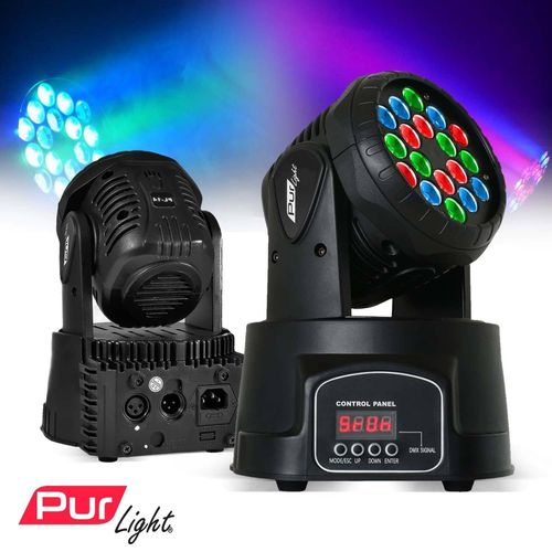 JeU lumire type Lyre LED 18x3W Rouge/bleu/vert + Etrier de fixation - Pur Light Ohio18LED