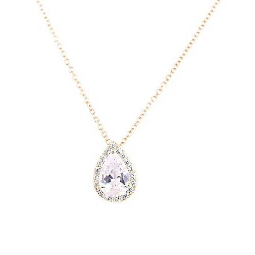 Jeux De Bijoux De Mariage En Forme De Goutte D'eau En Zircone Cubique Avec Jeu Incrust De Cristal De Luxe, Cadeaux De Bijoux De Marie Pour Demoiselles D'honneur, Couleur Collier En Or Jaune