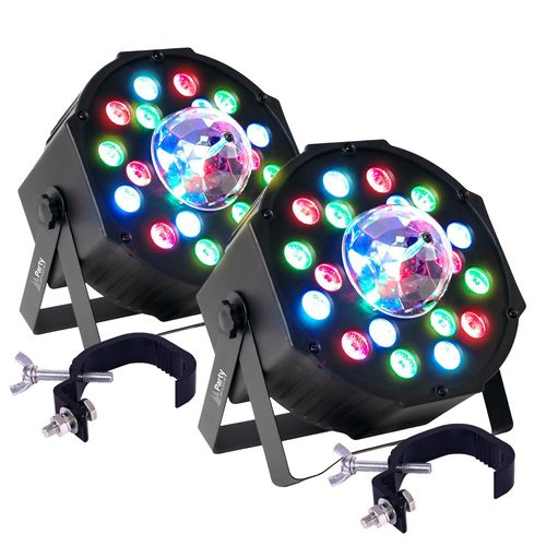 Pack Jeux de lumires PROJECTEURS PAR PARTY-PAR-ASTRO, 7 canaux DMX A 18 LED RVB, AVEC ASTRO 3 LED, Etriers, 2 crochets