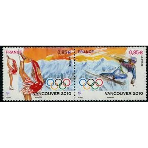 Jeux Olympiques D'hiver  Vancouver (Canada) Patinage Artistique, Ski Alpin Paire 4436 Se Tenant Anne 2010 N4436 4437 Yvert Et Tellier Luxe