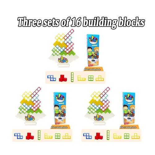Jgalvanbalance-Dcennie S De Construction Empils Pour Enfants,Jouet De Mise Au Point De Puzzle,Jeu Parent-Enfant,Haute Musique Russe - Type Jenga-3pcs