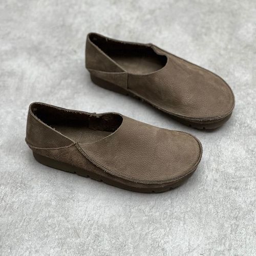 Johnmobretro-Chaussures Plates Peu Profondes En Cuir Vritable Pour Femmes,Mocassins Ronds Dcontracts,Faits  La Main,Semelle Souple,Document Solide,Parker,2024 - 38