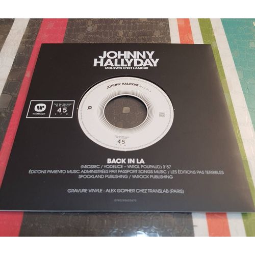 Johnny Hallyday : Back In L.A / 4 M2 . Single Collector Gravure Alex Gopher  - 