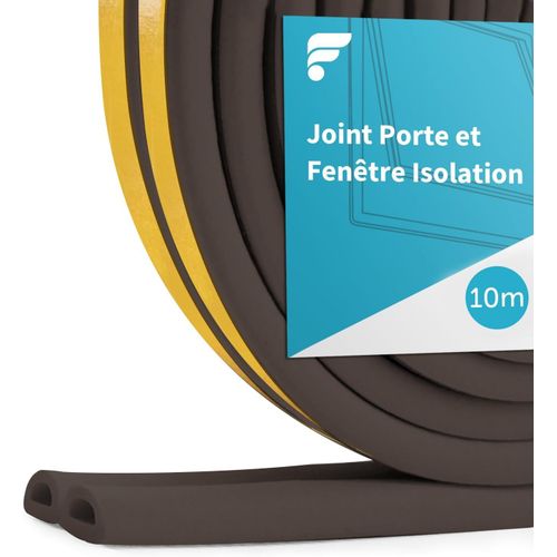 Joint Fenetre Porte Isolation 10M,9mm(L) X 6mm(H) Joint de Porte d'Entre anti Froid Mousse Adhsif Caoutchouc Calfeutrage Joint pour Isolante Froid,Bruit,Preuve de Collision (15M Marron)