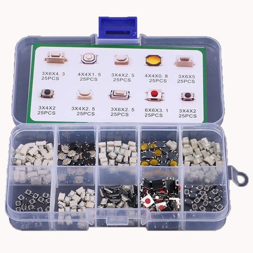 Joli  Bouton-Poussoir Pour Voiture,Tlcommande De Voiture Durable,Micro-Interrupteur Tactile Avec Bote,10 Types- 200pcs-E458