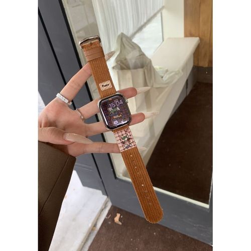 Joli Cuir Souple En Velours Ctel Imprim Automne Et Hiver Adapt  La Gnration Apple S10 Applewatch9iwatch8765-Marron - Compatible Avec : Huawei Gt3pro-43 Mm