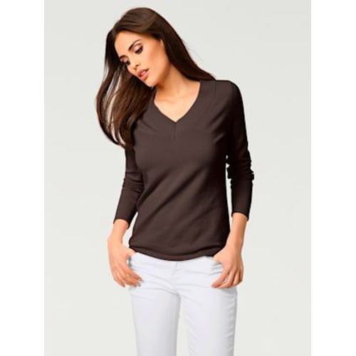 Joli Pull Basique  Encolure En V - Rick Cardona - Chocolat