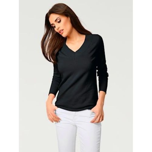 Joli Pull Basique  Encolure En V - Rick Cardona - Noir