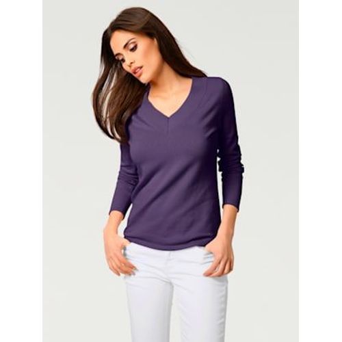 Joli Pull Basique  Encolure En V - Rick Cardona - Prune