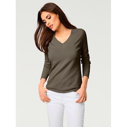 Joli Pull Basique  Encolure En V - Rick Cardona - Vert Olive