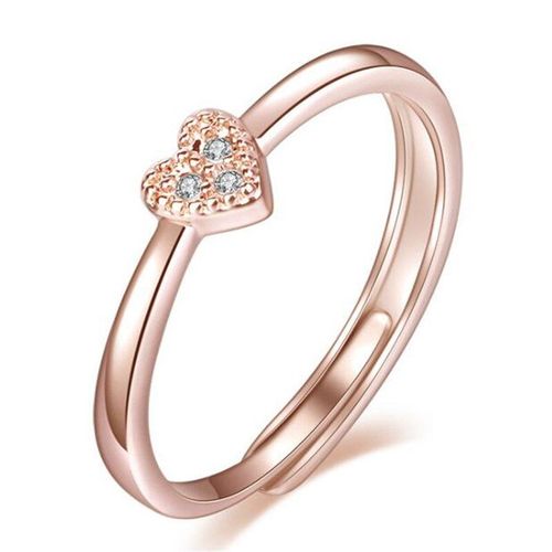 Jolie Bague En Cristal En Forme De CUr Pour Femmes, Ouverture Rglable, Couleur Or Rose Et Argent, Bijoux  La Mode, Cadeaux