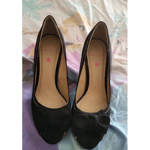 Jolis Escarpins 👡 En Daim Noir Trs Bon tat Mis Qu'une Seule Fois - 37