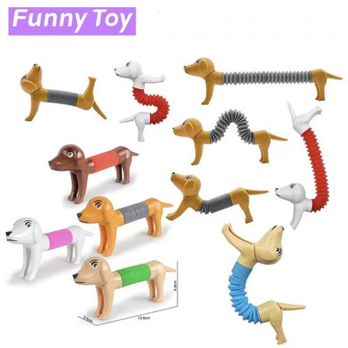 Jouet Anti-Stress  Monter Soi-Mme, Tube Rtractable, Dcompression De Chien, Fidget Extensible, Modle De Chien De Printemps, Cadeau Pour Enfants Et Adultes