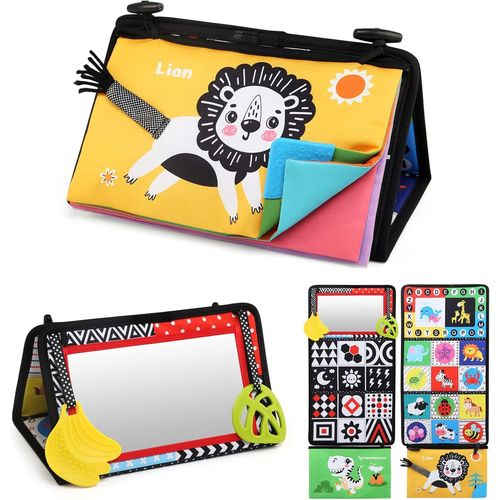 Jouet Bb 0-12 Mois, Miroir Eveil Montessori Noir et Blanc Jouets Sensoriels, Jeux avec Miroir Pliable Cadeau Bebe Naissance Fille Garcon Bebe 0 3 6 12 18 Mois