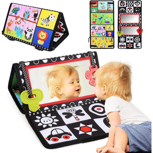 Jouet Bb 0 3 6 12 Mois,Miroir D'Eveil Noir et Blanc Bebe Jeux Montessori Jouet Pliable,Jouet Sensoriel,Jouets Cadeau Bebe Naissance/Noel Fille Garcon 0-18 Mois.[G508]