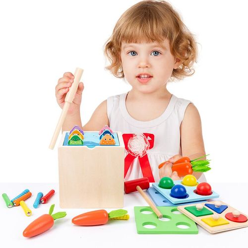 Jouet Bebe 1 An Montessori 5 En 1 Jouet D'activit Et De Dveloppement Jeux Educatif Jouets En Bois Cadeau De Noel Pour Enfants 1 2 3 An