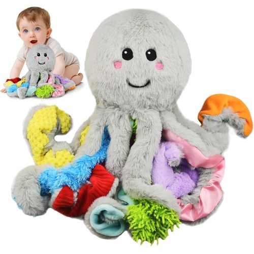 Jouet Bebe 3 6 9 12 18 Mois, Peluche Pieuvre Kawaii Avec 8 Tentacules Textures, Jouet Montessori Sensoriel 1 2 3 Ans, Jouet Sensoriel Autisme, Cadeau Bebe Enfant Garon Fille