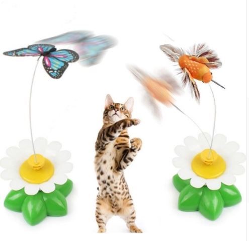 Jouet Chat Fleur Automatique Rotatif Interactif Plumeau Papillon Eveil Chaton Joue Seul Fonctionne Avec 1 Pile Rakuten