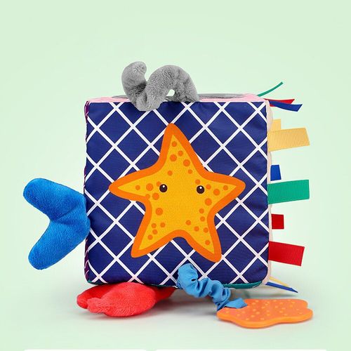 Jouet Cube Hochet Doux Pour Bb De 0  12 Mois, Puzzle Sensoriel ducatif Prcoce, Bloc De Construction En Tissu, Peluche Douce, Cadeau