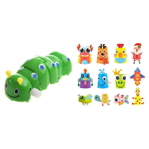 Jouet D'Horlogerie Pour Enfants, Jouet D'Insecte Rampant Avec 12 Pices 3d, Gobelets En Papier Faits  La Main, Kit De Matriel Autocollant