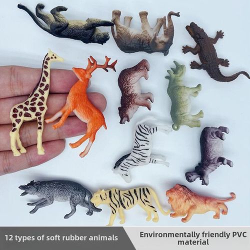 Jouet D'animal Sauvage En Caoutchouc Doux Pour Enfants Nouveau Modle De Petit Dinosaure En Pvc Solide Couleur Unique Ensemble De Jouets D'animaux