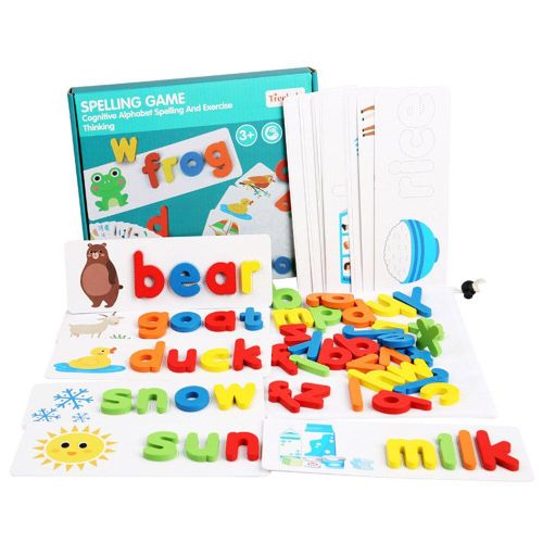 Jouet D'apprentissage En Bois Pour Enfants D'ge Prscolaire, Jeu De Mots De L'alphabet Assorti, Jeu De Construction De Mots D'orthographe Pour Tout-Petits