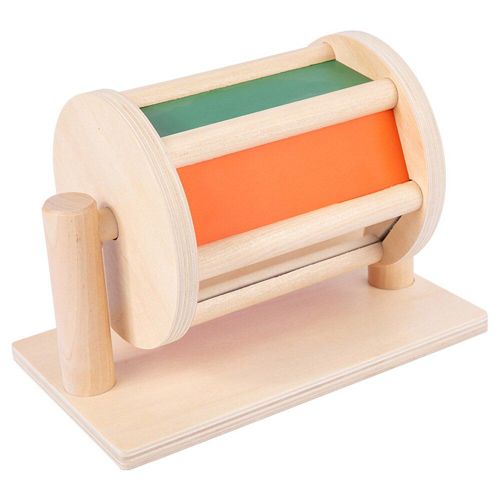 Jouet De Cognition De Couleur Rotatif Montessori, Tambour  Tambour Rotatif Sensoriel En Bois, Textile Pour Bb, Instrument ducatif Prcoce