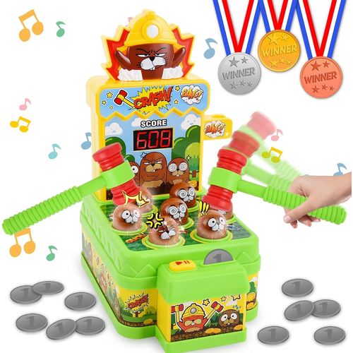Jouet De La Taupe,Hit Mole Avec 2 Marteaux+12 Devises De Jeu,Mini Jeu D'arcade lectronique,Interactif Marteler Des Jouets,Jeux Montessori Jeu De La Taupe Pour Les Tout-Petits De 3  6 Ans.[Y487]