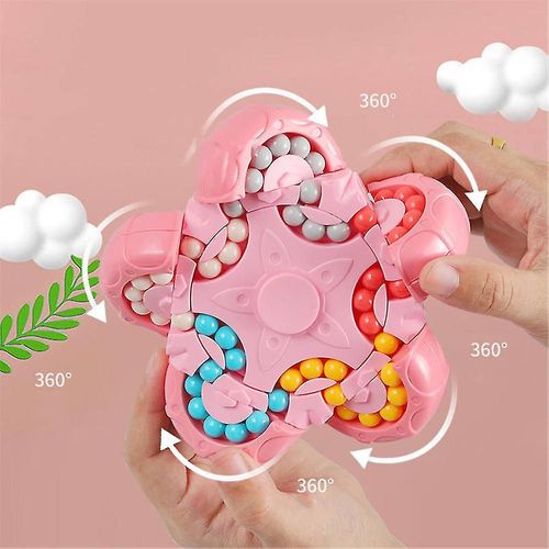 Jouet De Puzzle De Rotation De Haricots Magiques, Cube De Haricot Magique Et Spinner 2 En 1, Cadeau De Jeu De Casse-Tte De Boule Magique  10 C?TS, Jouets Sensoriels  Partir De 3 Ans Rose