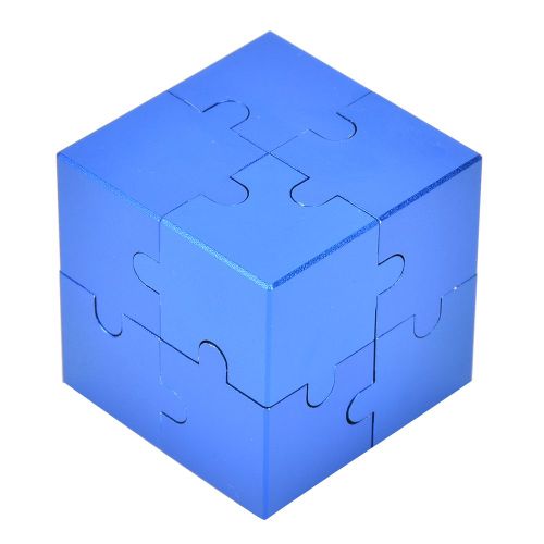 Jouet educatif de decompression de forme carree 3D a assembler, pensee logique, bleu