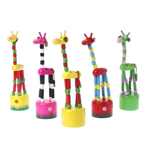 Jouet ducatif En Bois Color Pour Bbs, Support De Danse, Dveloppement De L'Intelligence, Amusant, Girafe  Bascule, Cadeau