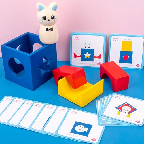 Jouet ducatif Montessori En Bois  Assembler Soi-Mme, Jeu De Socit, Puzzle, Blocs D'Aventure De Chat, Jouet ducatif Prcoce Pour Enfants