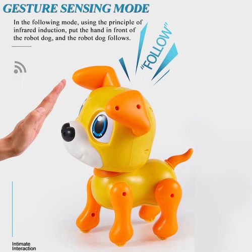 Jouet lectronique Pour Chien Robot Avec Lumires De Dtection De Gestes Et Sons De Chiot Lecture De Musique Intelligente, Jaune