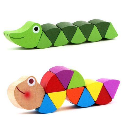 Jouet En Bois Color Pour Bb, 2 Pices, Dveloppement De L'Intelligence, Jouet De Bricolage ducatif, Chenille Transformable, Color Et Chaleureux