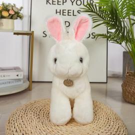 Jouet en peluche lapin de Simulation 15/30cm, 1 pièce, poupée de lapin  réaliste, oreiller apaisant pour enfants, cadeaux d'anniversaire et de noël  pour bébé - 15CM - blanc