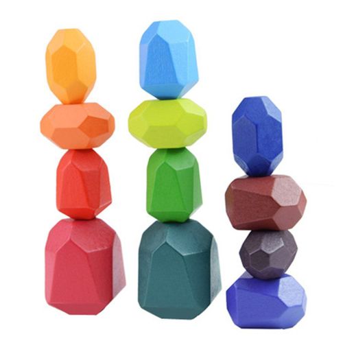 Jouet Jenga En Bois Pour Bb, Bloc De Construction En Pierre Colore, Jouets ducatifs Cratifs, Jeu  Empiler De Style Nordique, Jouet En Pierre Arc-En-Ciel