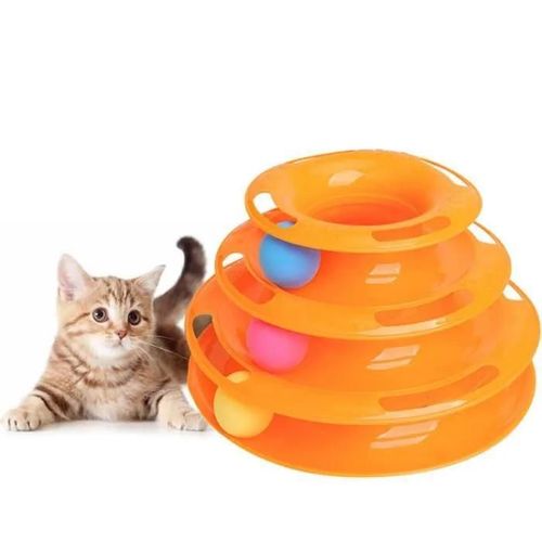 Jouet Pour Chat,Jouet Chaton,Balle Jouet Jouet Chat Tour  Trois Niveaux,Jouet Interactif Chat,Circuit Jeu Chat Avec Balle