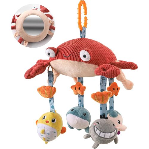Jouet Poussette Bebe 0 2 3 4 6 8 9 12 Mois, Jeux Eveil Bb Avec Le Miroir La Voix De Berceau Landau, Peluche Cangrejo Hochet Suspendre Attache Jouets, Cadeau Pour Naissance Garons Et Filles