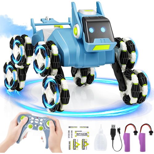 Jouet Robot Chien Tlcommand Enfants, Chien Robot pour Enfants, avec Tlcommande, Fonction Pulvrisation, Musique, Effets Lumineux, Cadeau pour Enfant Garons et Filles (Bleu).[G889]