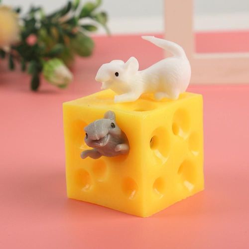 Jouet Souris Et Fromage, Cache-Cache Et Recherche, Anti-Stress, 2 Figurines, Bloc Et crasable, Fromage, Fidget, P3c5