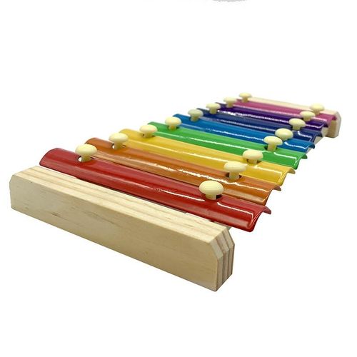 Jouet Xylophone en bois pour poules, avec 8 clés métalliques