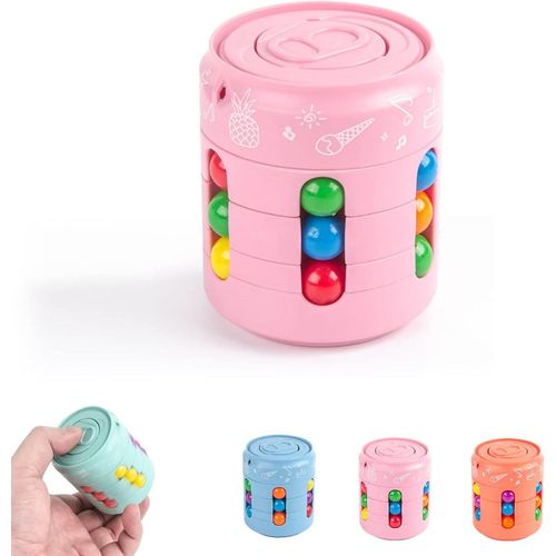Jouets De Cube De Haricots Magiques Rotatifs, Jouets De Dcompression De Cube Magique De Spinner De Fidget Cube Magique Du Bout Des Doigts Jouets De Puzzle De Haricots Magiques De Rotation De Poche Finge Rose
