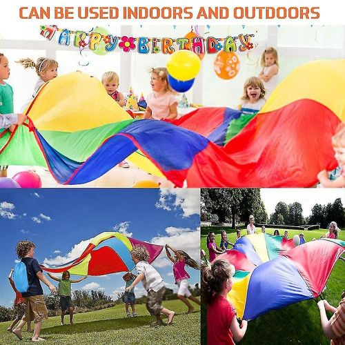 Jouets De Parachute, Parachute En RangE De 6,56 Pieds Avec 8 PoignEs Pour Enfants, Jeu De Groupe Collaboratif Pour Enfants, Jeu De Groupe D'activitS Sportives De Plein Air  L'Cole