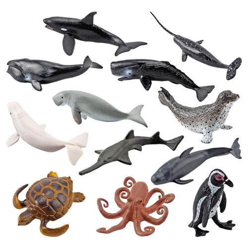 Jouets ducatifs Pour Enfants, 12 Pices, Animaux De La Vie Marine, Dauphin Megalodon, Baleine, Requin, Modle Figurines D'action, Aquarium Miniature, Jouets Pour Enfants