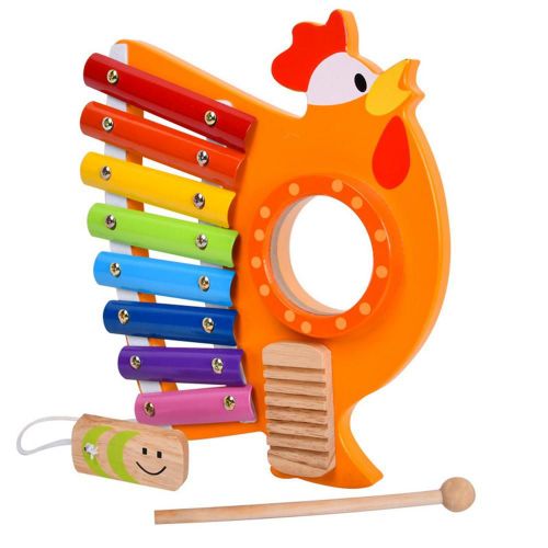 Jouets En Bois En Forme De Coq 3 En 1 Pour Enfants, Huit Tons, Frappe  La Main Sur Le Piano, Illumination, Instrument De Musique, Jouets Musicaux
