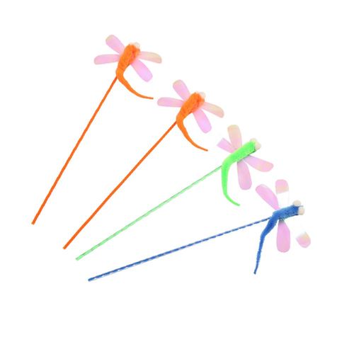 Jouets En Forme De Libellule Pour Chat, 4 Pices, Bton  Paillettes, Plumes, Design En Forme De Libellule, Couleur Alatoire