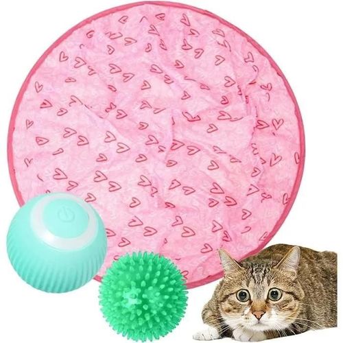 Jouets Interactifs Pour Chat  Cacher, Tapis De Jeu Chat Avec Balle Intelligente Roulante, Jouets Interactifs 2 En 1,Jouet De Chasse