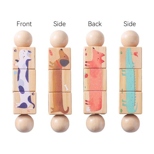 Jouets Montessori En Bois Pour Bb,Motif Animal De Dessin,Crocodile,Ours,Hochet De Nuit Rotatif,Puzzle,Qualit Alimentaire,Tewindsor,1 Pice - Type 1pc Cat