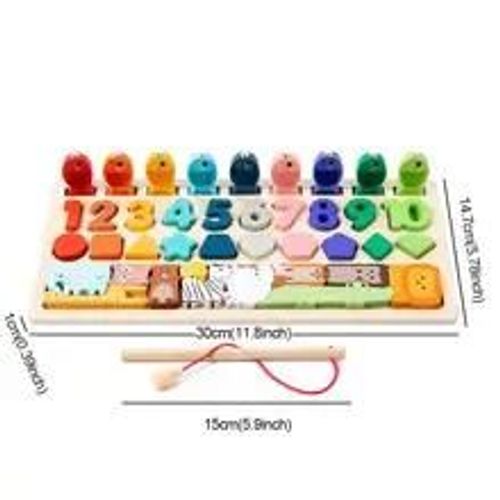 Jouets Montessori Pour Tout-Petits, Correspondance Des Formes Et Des Chiffres, Jeu De Pche, Puzzle D'animaux, Exercice De Motricit Fine Pour Garons Et Filles-4-In-1